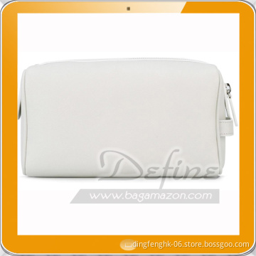 white logo stamp toiletry bag with zipper